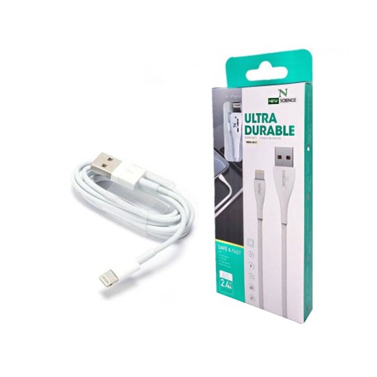 NEW SCIENCE ULTRA DURABLE DATA CABLE FOR IPHONE 2M (1850) WHITE